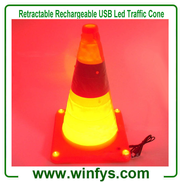 16" Inches Retractable Traffic Cone Rechargeable Collapsible Traffic Cones Foldable Traffic Cones