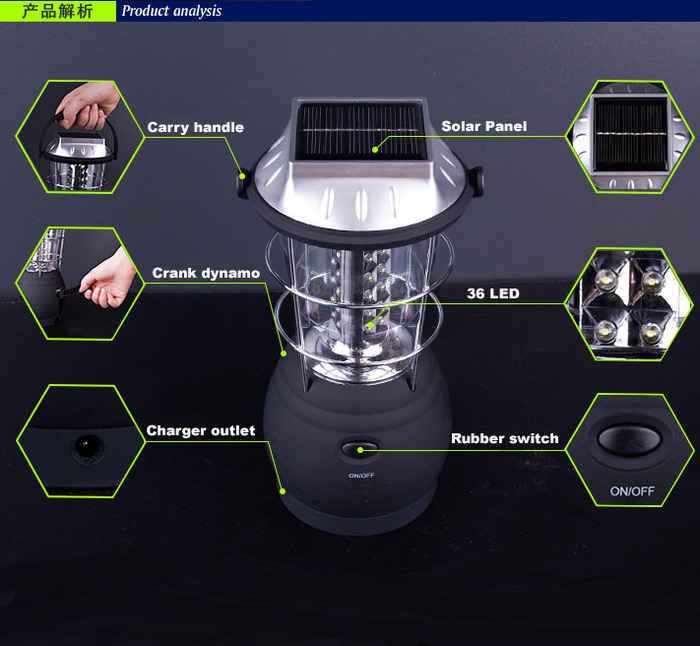 36 LED Crank Dynamo Solar Camping Lights Lanterns Lamp with Ni-MH Battery 36 LED Crank Dynamo Solar Camping Lights Lanterns Lamp with Ni-MH Battery
