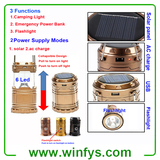 USB Portable Collapsible Retractable Rechargeable LED Solar Camping Lamps Lanterns Lights
