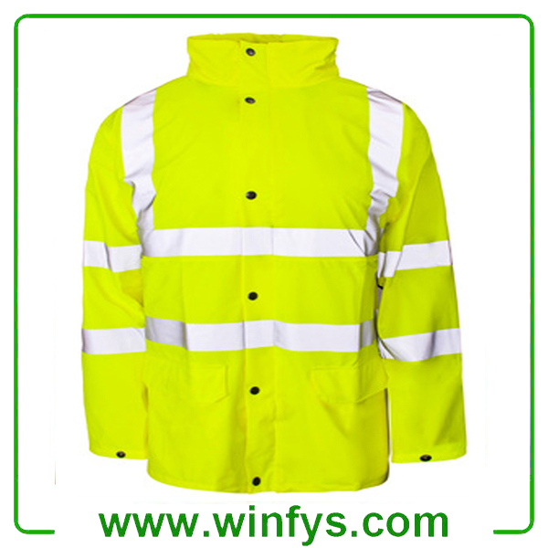 High Visibility Orange Yellow Winter Safety Coat