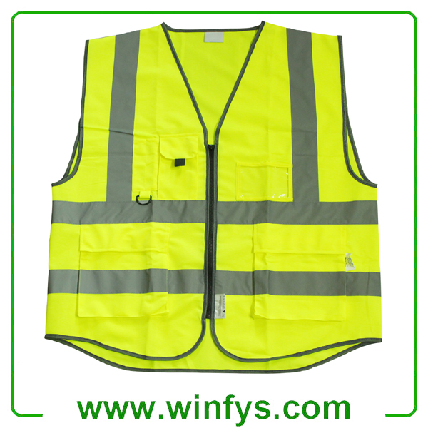 High-Visibility Yellow Reflective Safety Vest With Pocket High-Visibility Yellow Reflective Safety Vest With Pocket