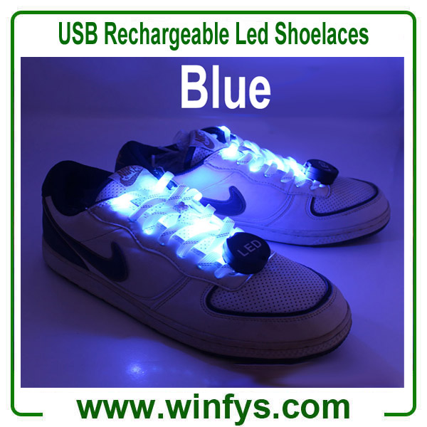USB Rechargeable Led Shoelaces Blue